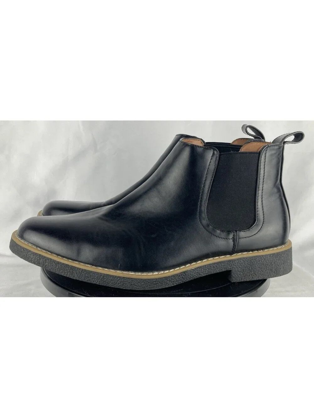 Men’s Size 10 Deer Stags Rockland Black Leather Chelsea Ankle Boots Memory Foam